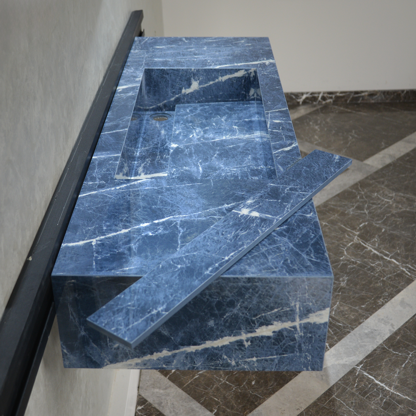 Engineered Stone Kitchen Sink - Precious Sodalite Handcrafted