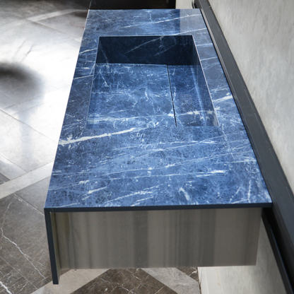 Engineered Stone Kitchen Sink - Precious Sodalite Handcrafted