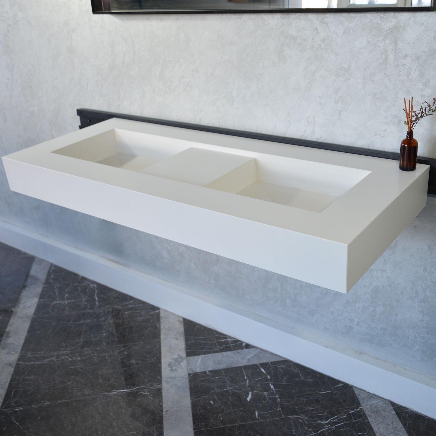 White Quartz Double Undermount Kitchen Sink - Custom Crafted