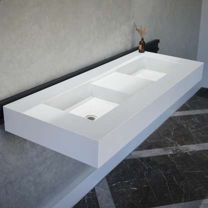 White Quartz Double Undermount Kitchen Sink - Custom Crafted