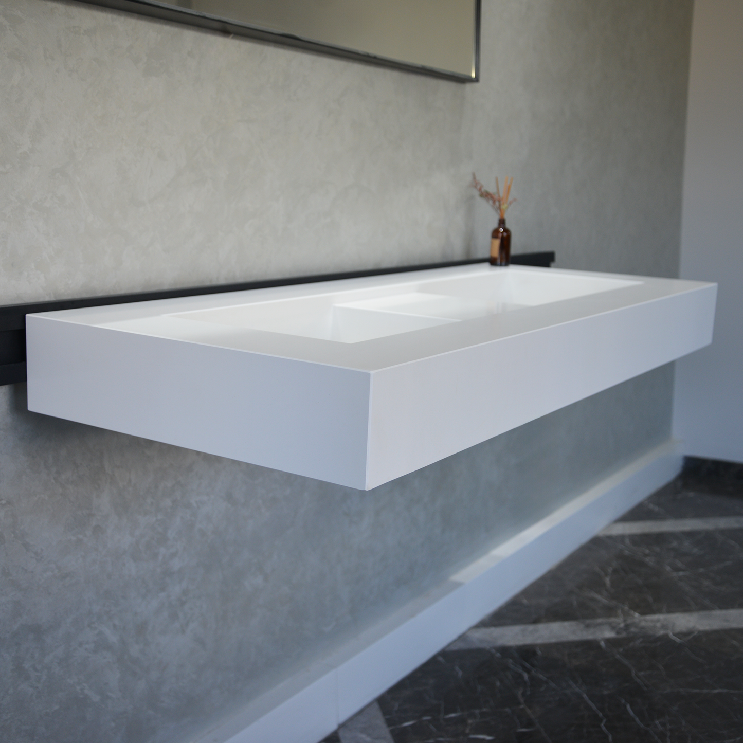 White Quartz Double Undermount Kitchen Sink - Custom Crafted