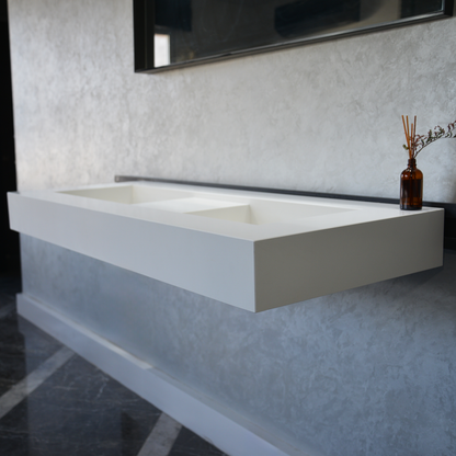 White Quartz Double Undermount Kitchen Sink - Custom Crafted