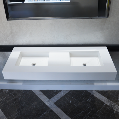 White Quartz Double Undermount Kitchen Sink - Custom Crafted