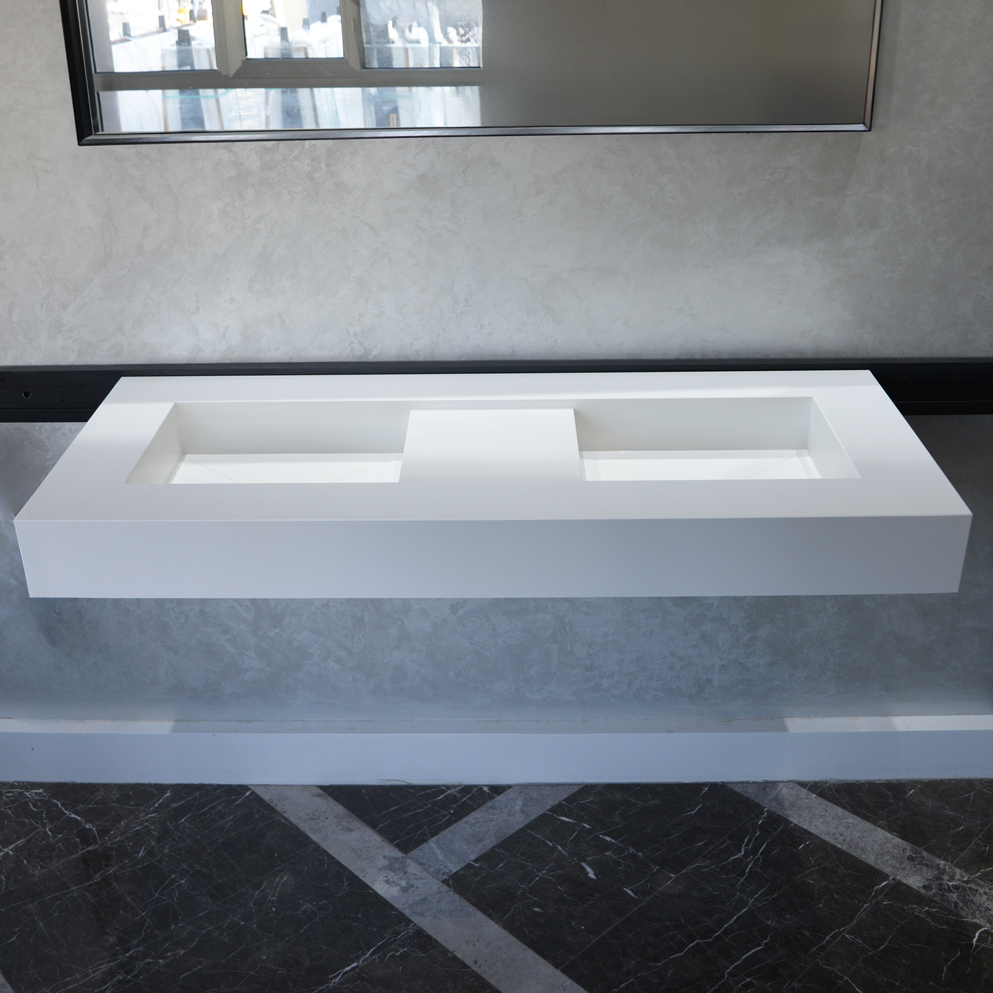 White Quartz Double Undermount Kitchen Sink - Custom Crafted
