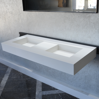 White Quartz Double Undermount Kitchen Sink - Custom Crafted