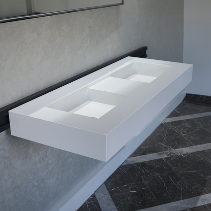 White Quartz Double Undermount Kitchen Sink - Custom Crafted