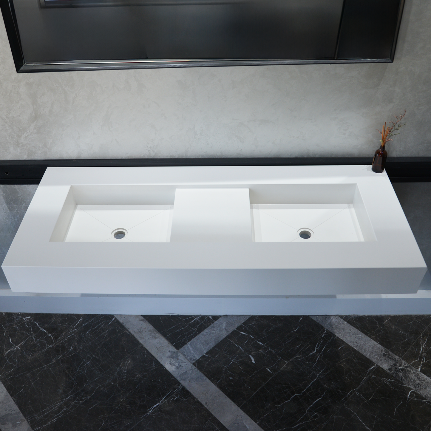 White Quartz Double Undermount Kitchen Sink - Custom Crafted