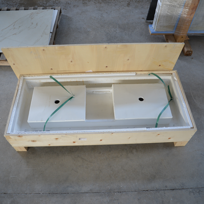 White Quartz Double Undermount Kitchen Sink - Custom Crafted