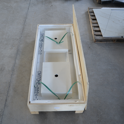 White Quartz Double Undermount Kitchen Sink - Custom Crafted
