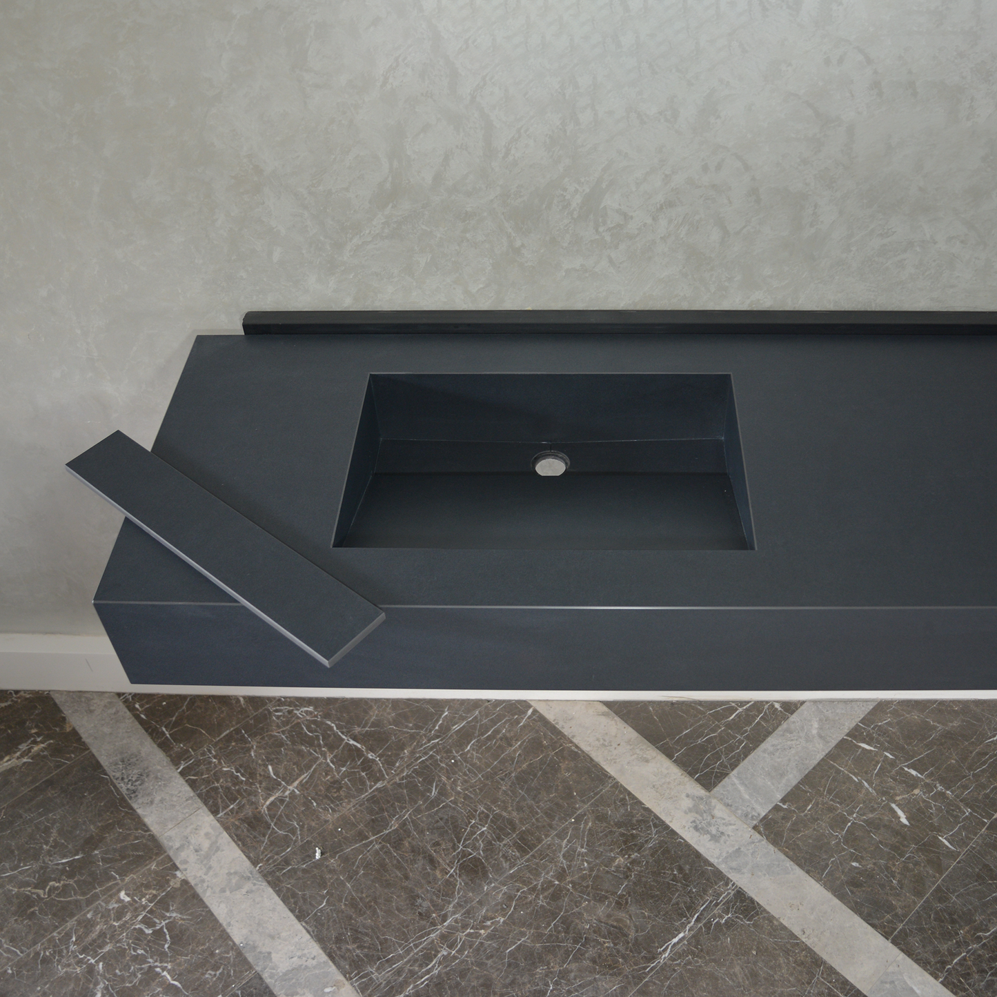Black Handcrafted Matte Engineered Porcelain Double Sink Modern