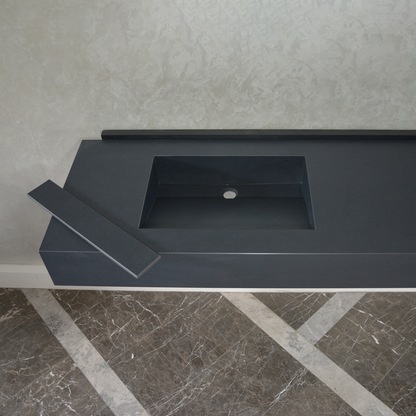 Black Handcrafted Matte Engineered Porcelain Double Sink Modern