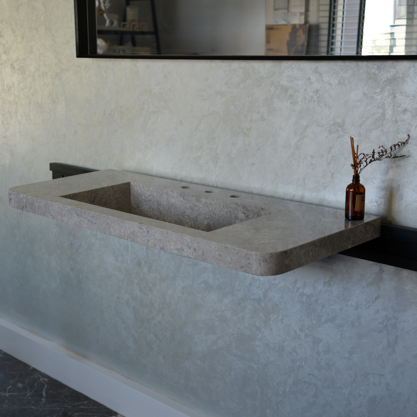 Tundra Grey Handcrafted Marble Bathroom Sink - Premium Quality Luxury Design