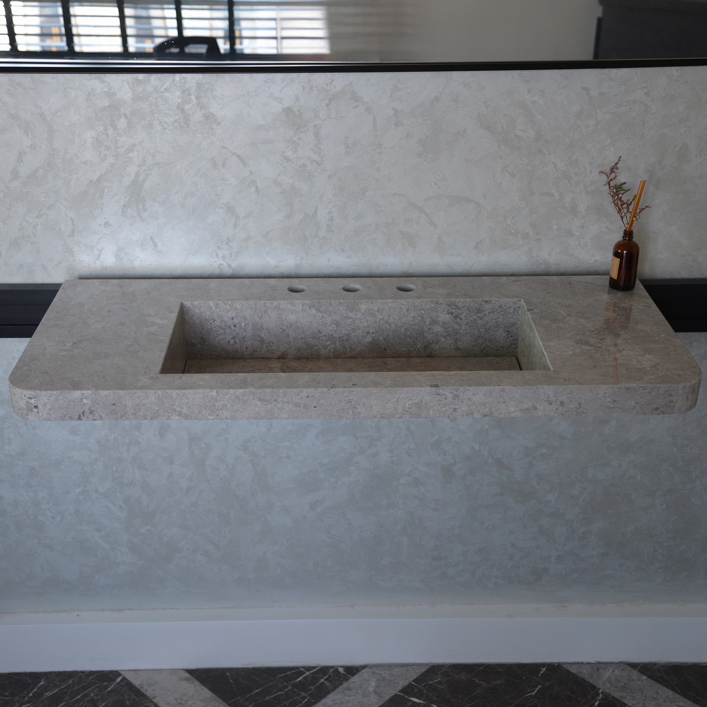 Tundra Grey Handcrafted Marble Bathroom Sink - Premium Quality Luxury Design
