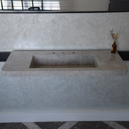 Tundra Grey Handcrafted Marble Bathroom Sink - Premium Quality Luxury Design