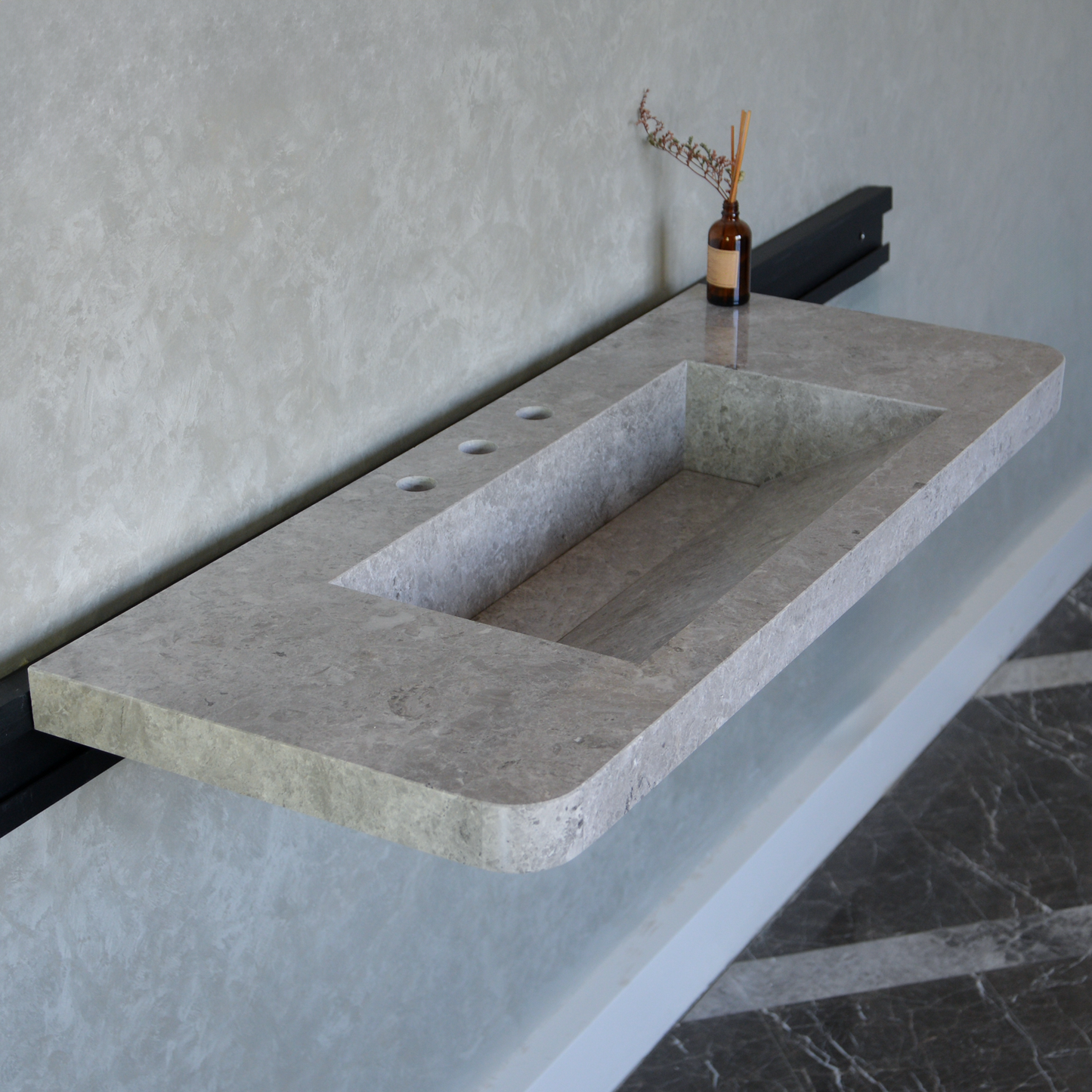 Tundra Grey Handcrafted Marble Bathroom Sink - Premium Quality Luxury Design