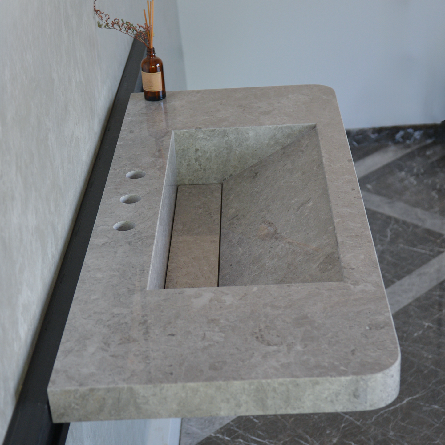 Tundra Grey Handcrafted Marble Bathroom Sink - Premium Quality Luxury Design