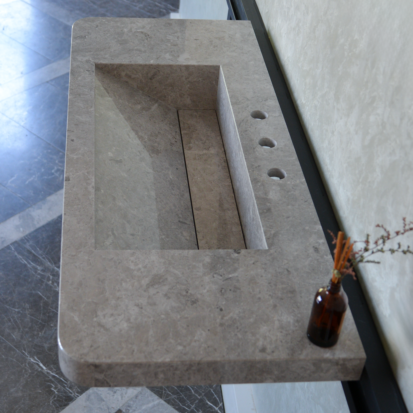 Tundra Grey Handcrafted Marble Bathroom Sink - Premium Quality Luxury Design