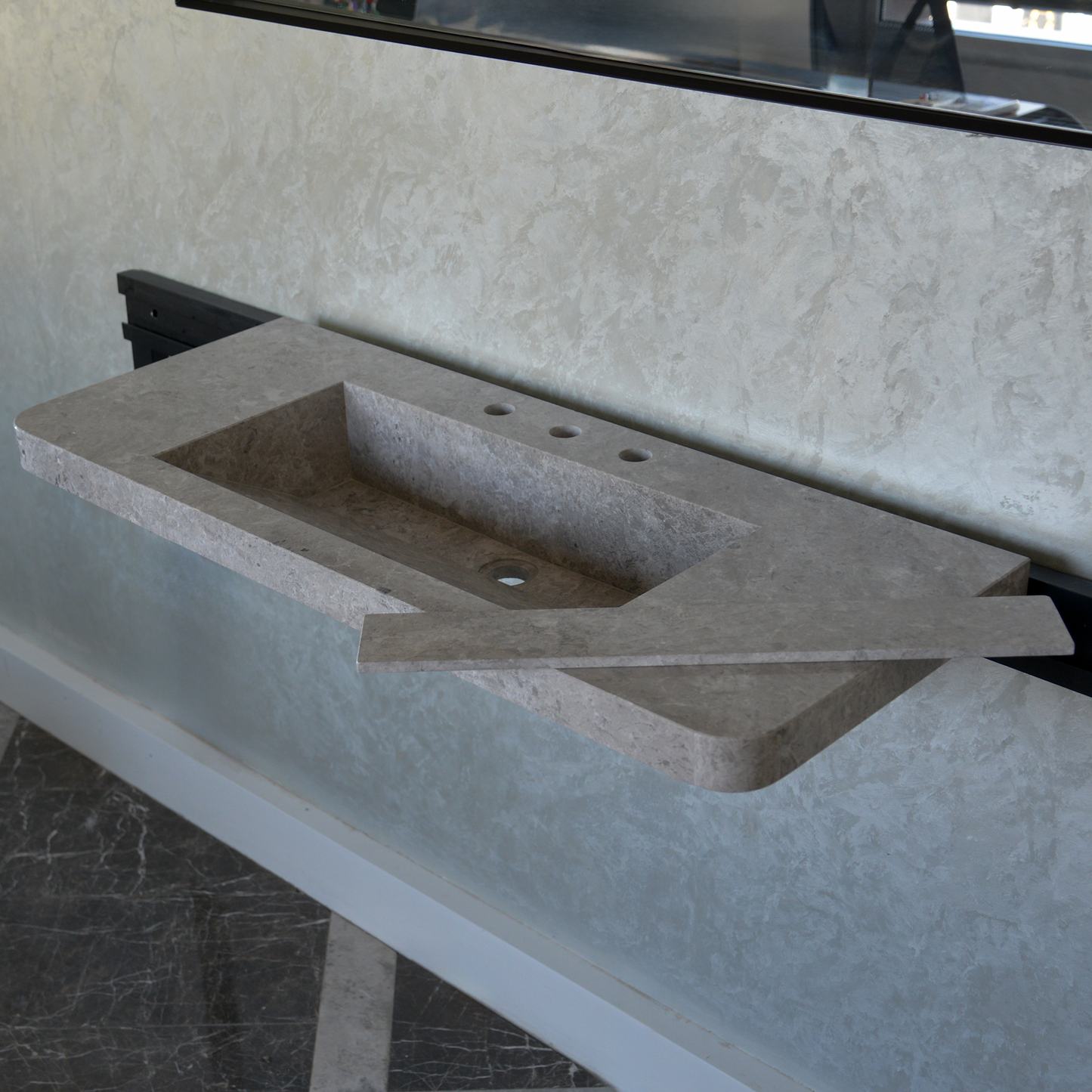 Tundra Grey Handcrafted Marble Bathroom Sink - Premium Quality Luxury Design