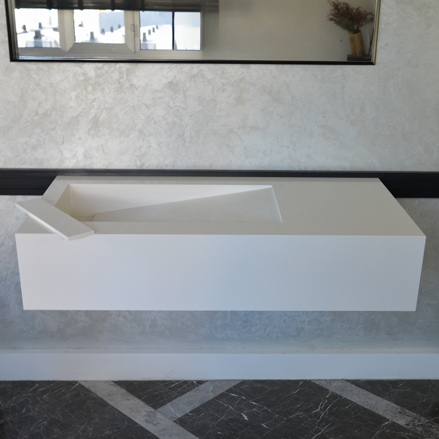 White Quartz Handcrafted Kitchen Sink - Precision Engineered and Custom Assembled