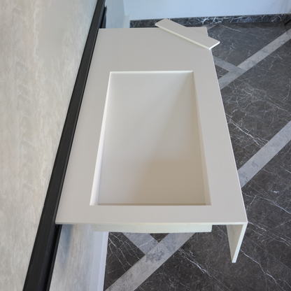 White Quartz Handcrafted Kitchen Sink - Precision Engineered and Custom Assembled