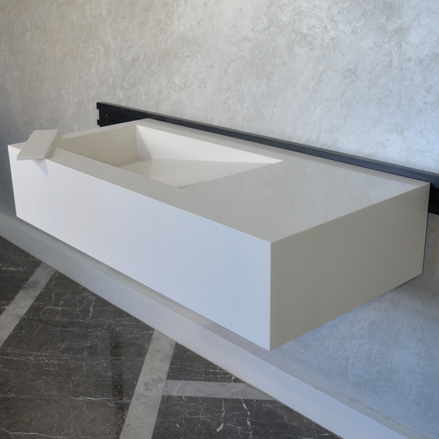 White Quartz Handcrafted Kitchen Sink - Precision Engineered and Custom Assembled