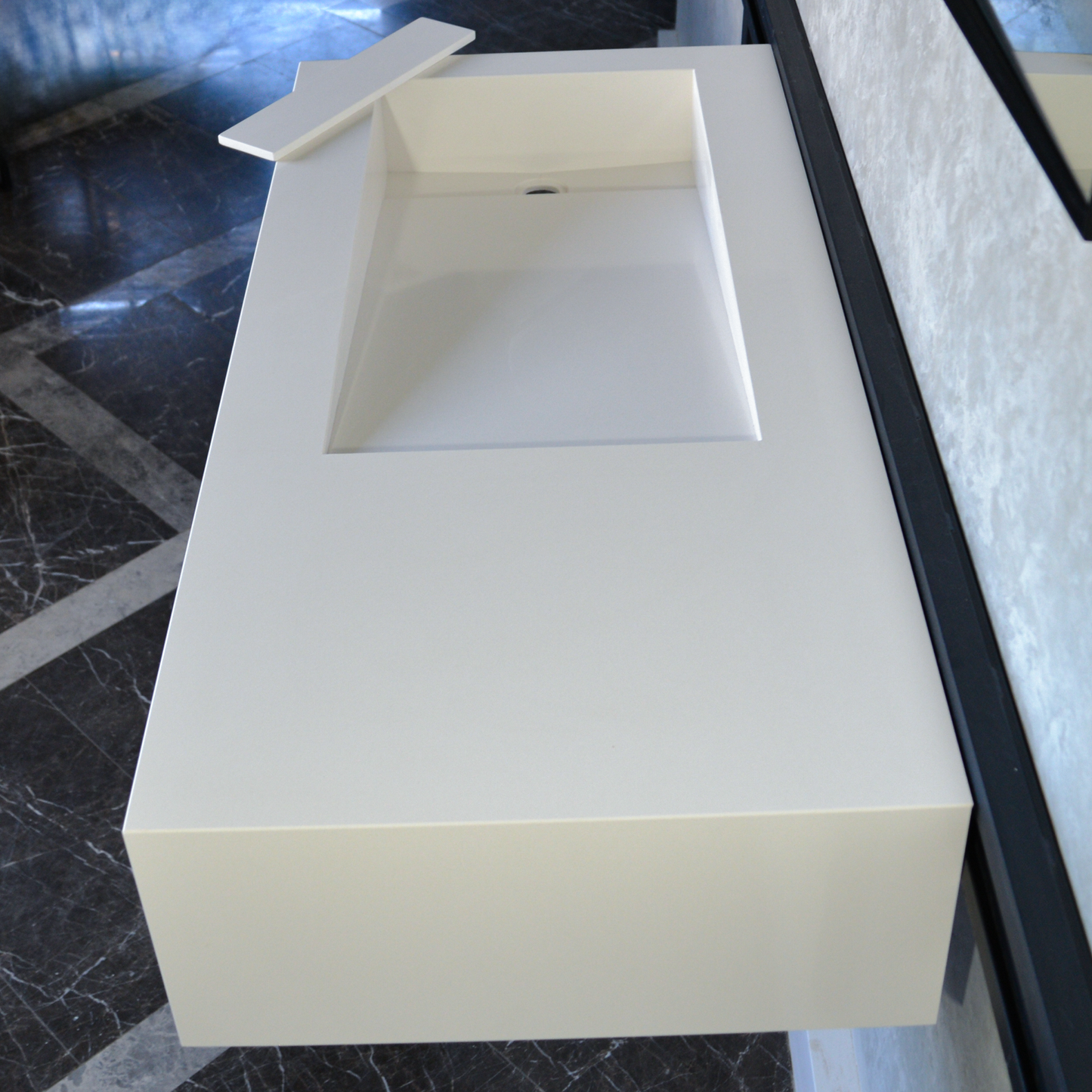 White Quartz Handcrafted Kitchen Sink - Precision Engineered and Custom Assembled