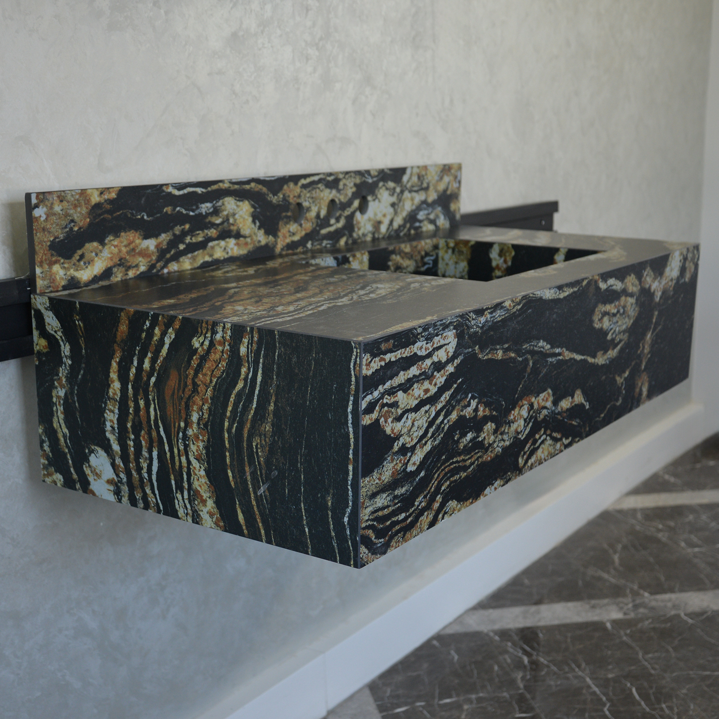 Black Engineered Porcelain Sink - Handcrafted Italian Taurus