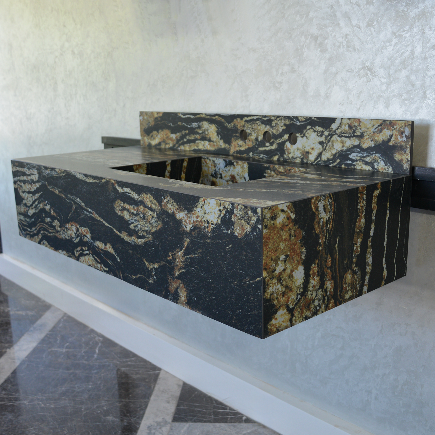 Black Engineered Porcelain Sink - Handcrafted Italian Taurus