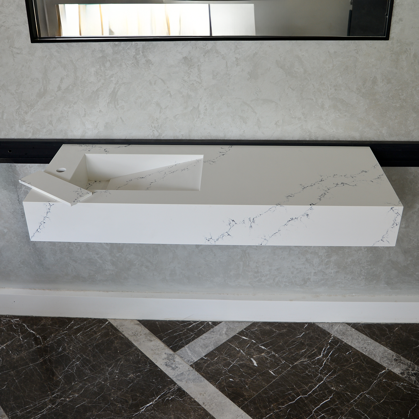 White Engineered Quartz Thunder Sink - Custom Handcrafted Design