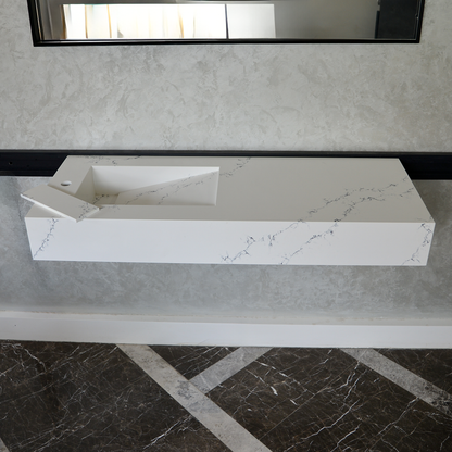 White Engineered Quartz Thunder Sink - Custom Handcrafted Design