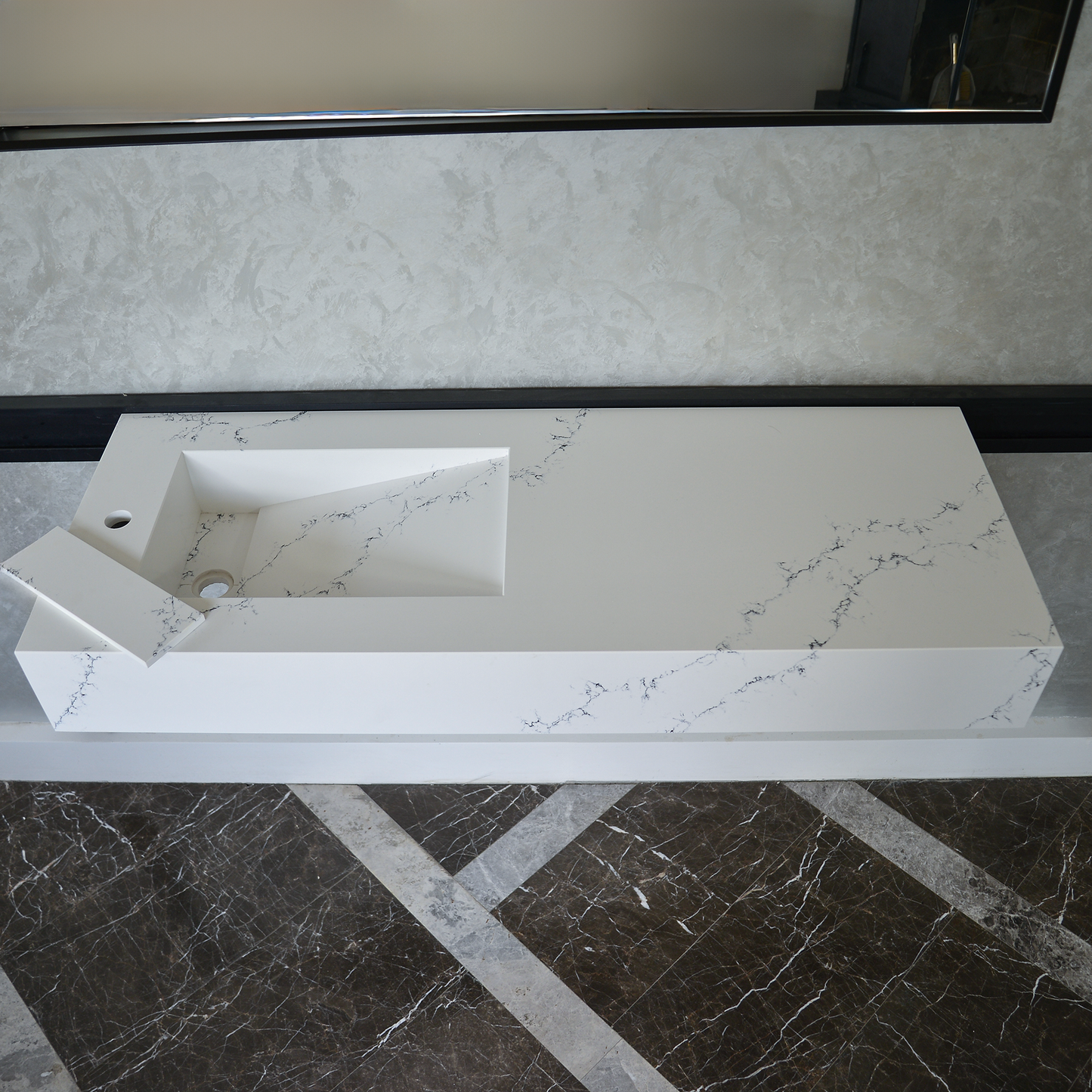 White Engineered Quartz Thunder Sink - Custom Handcrafted Design