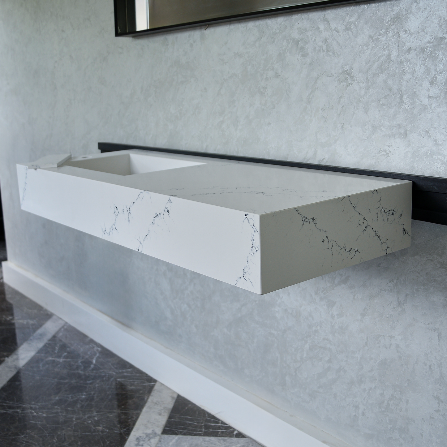 White Engineered Quartz Thunder Sink - Custom Handcrafted Design