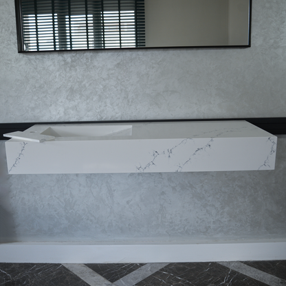 White Engineered Quartz Thunder Sink - Custom Handcrafted Design