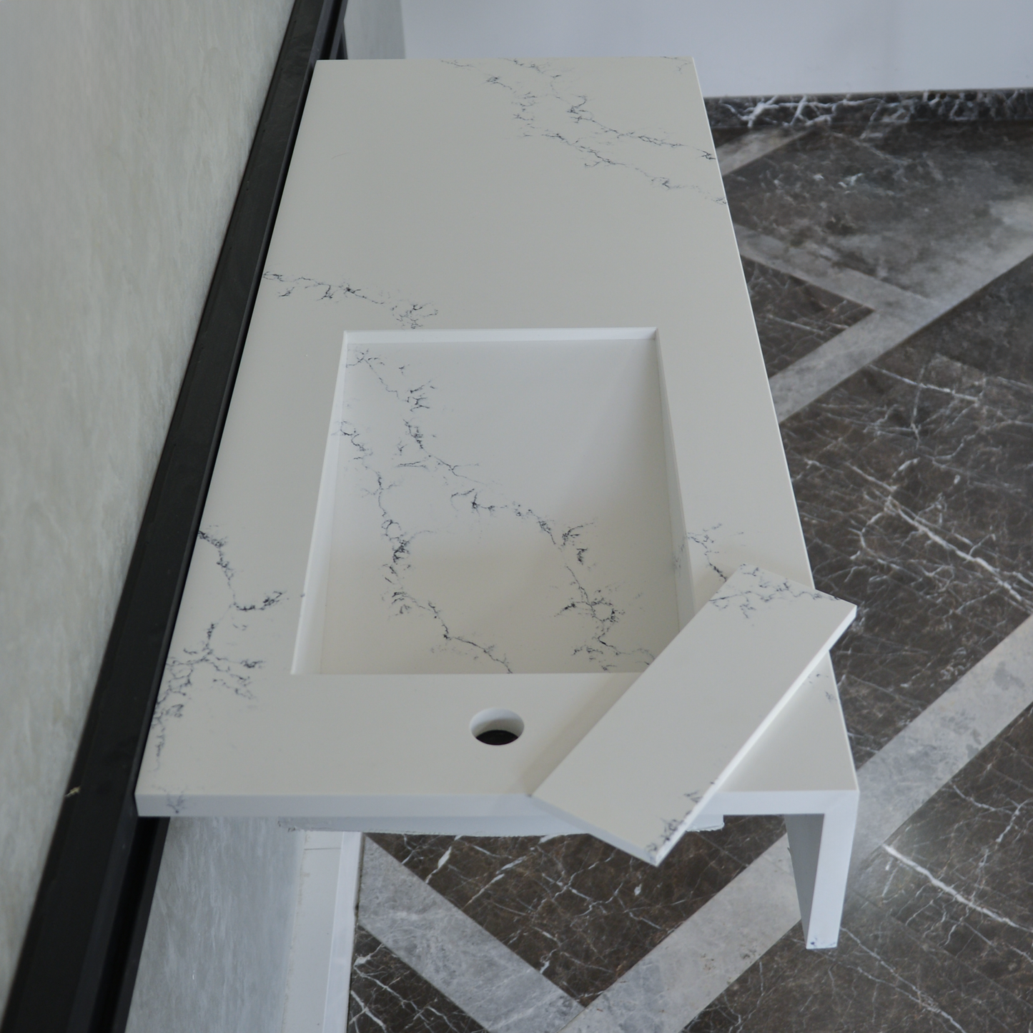 White Engineered Quartz Thunder Sink - Custom Handcrafted Design