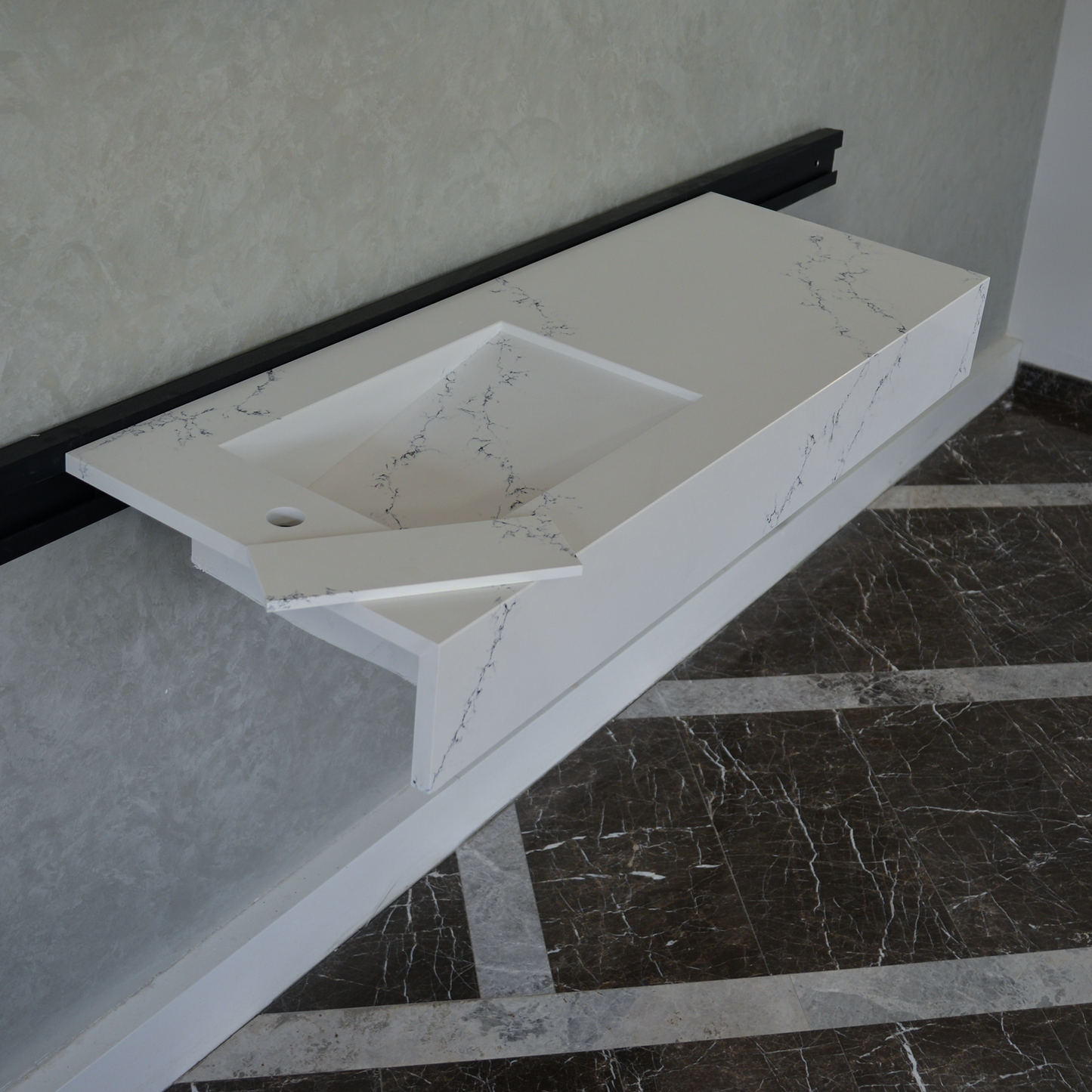 White Engineered Quartz Thunder Sink - Custom Handcrafted Design