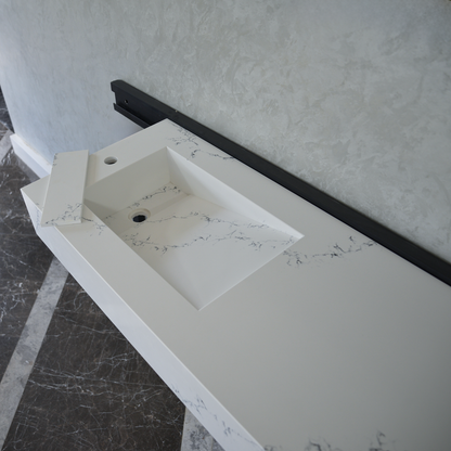 White Engineered Quartz Thunder Sink - Custom Handcrafted Design