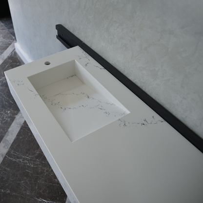 White Engineered Quartz Thunder Sink - Custom Handcrafted Design