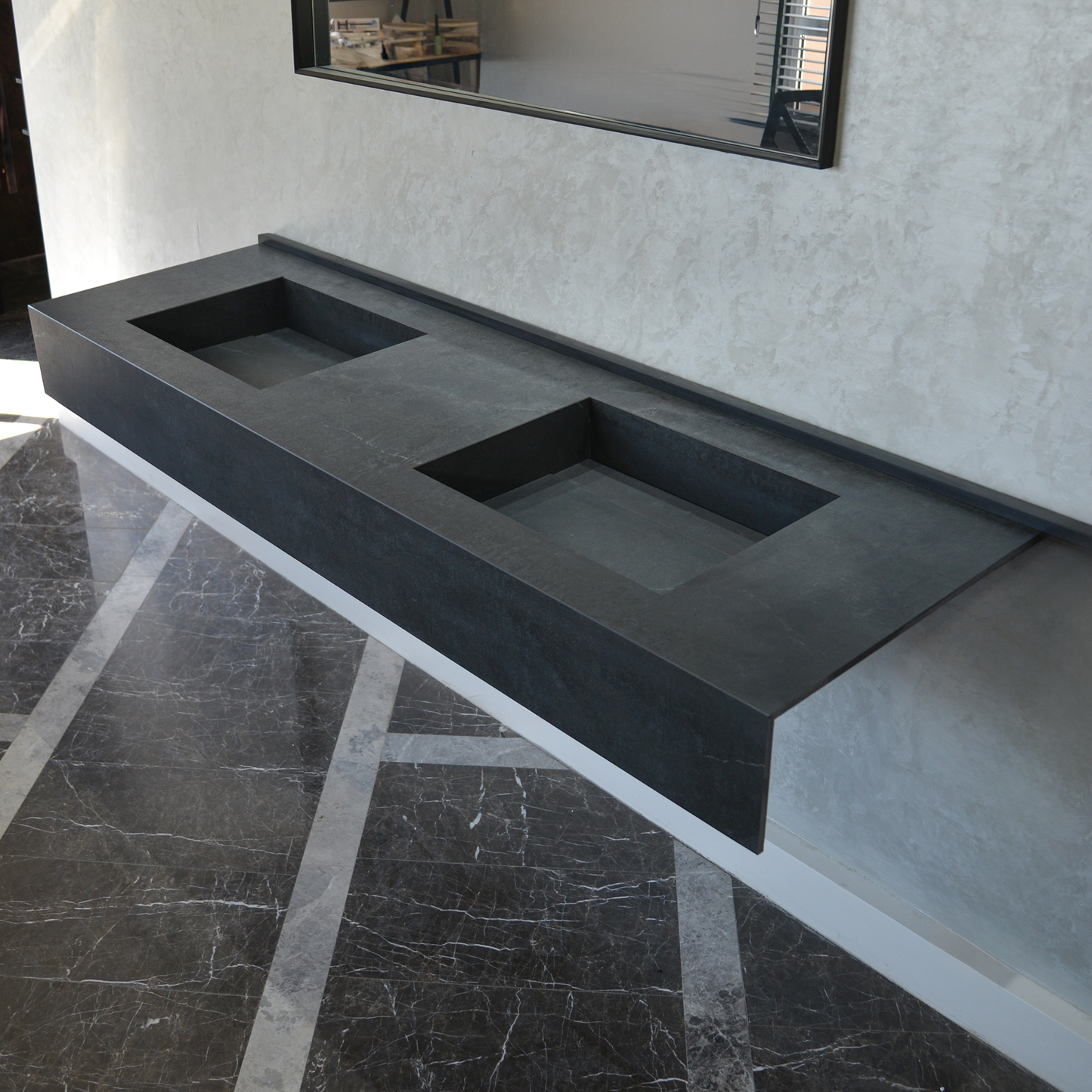 Dekton Laos Engineered Porcelain Double Sink - Premium Handcrafted Marble Look