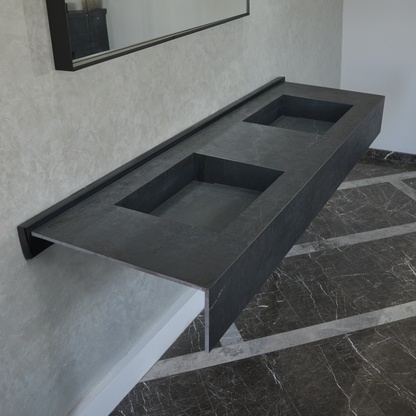 Dekton Laos Engineered Porcelain Double Sink - Premium Handcrafted Marble Look