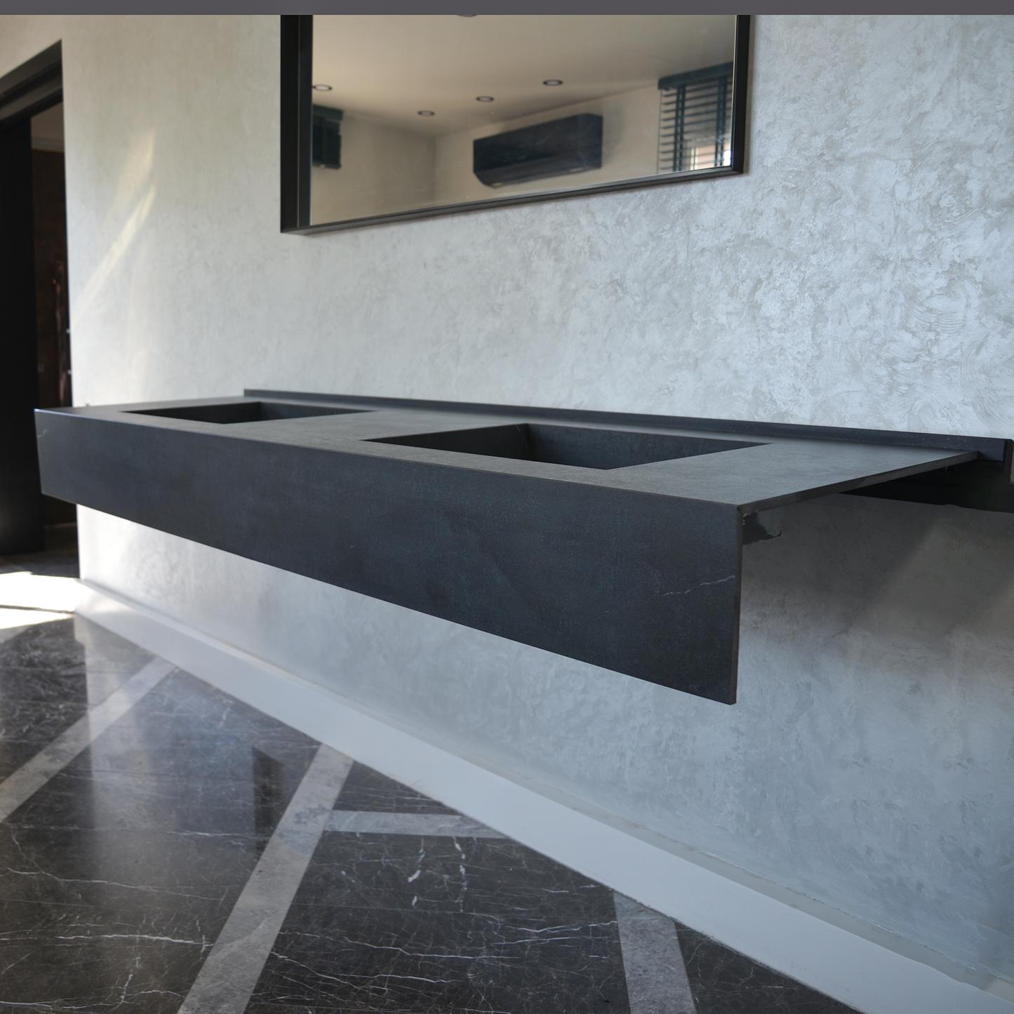 Dekton Laos Engineered Porcelain Double Sink - Premium Handcrafted Marble Look