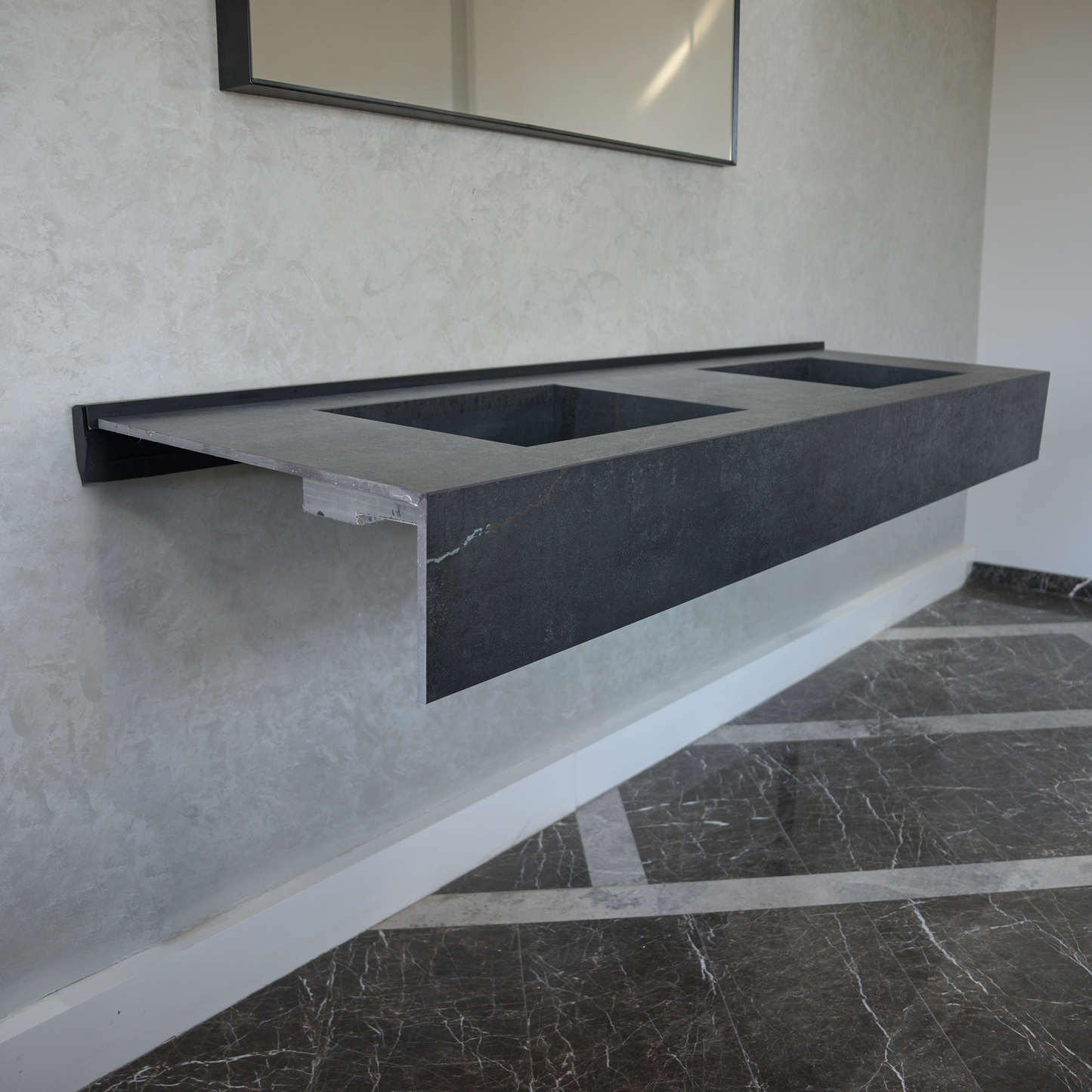 Dekton Laos Engineered Porcelain Double Sink - Premium Handcrafted Marble Look