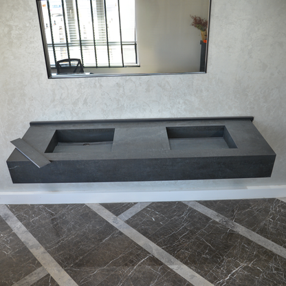 Dekton Laos Engineered Porcelain Double Sink - Premium Handcrafted Marble Look