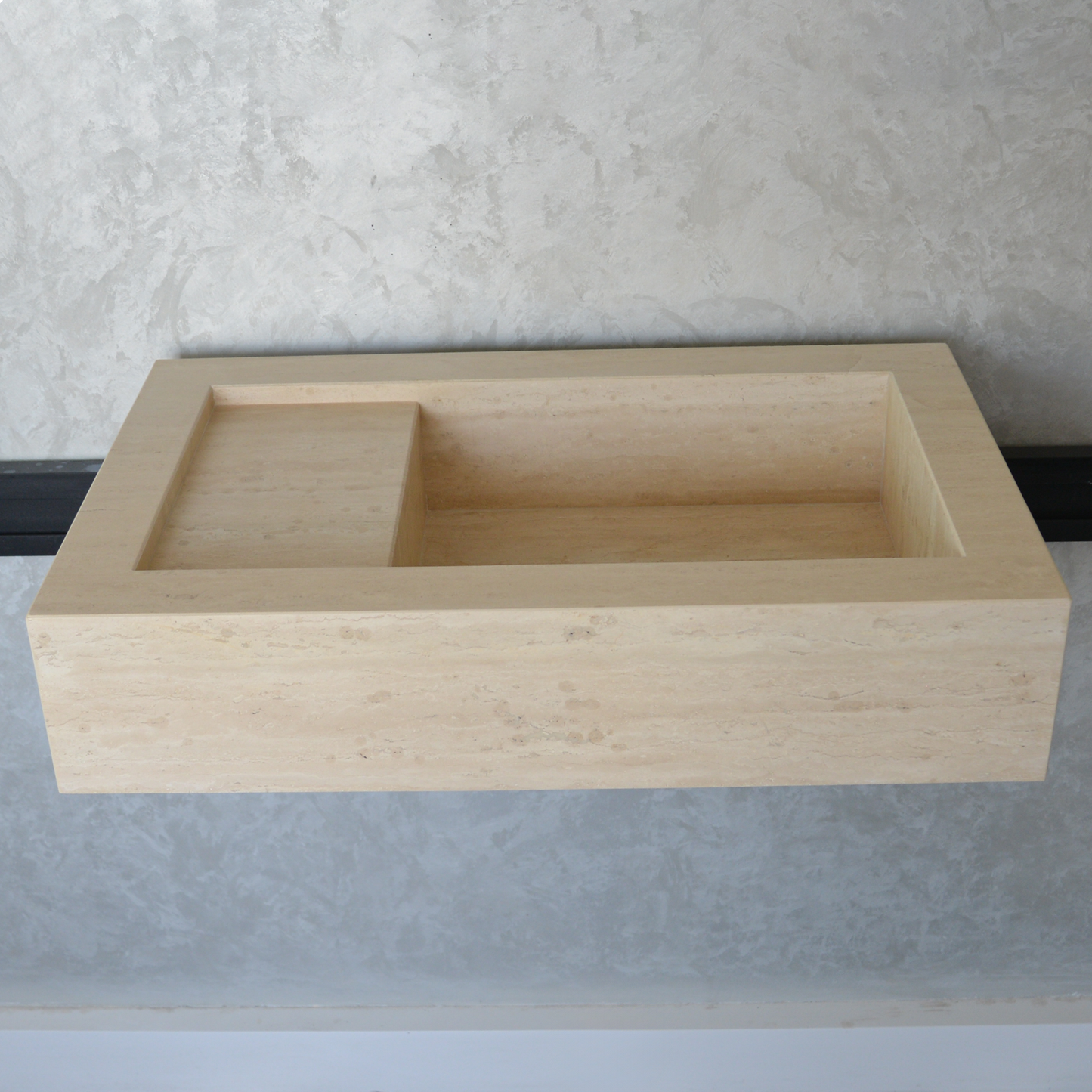 Travertine Bathroom Sink Handcrafted Warm Beige Artisan Finish