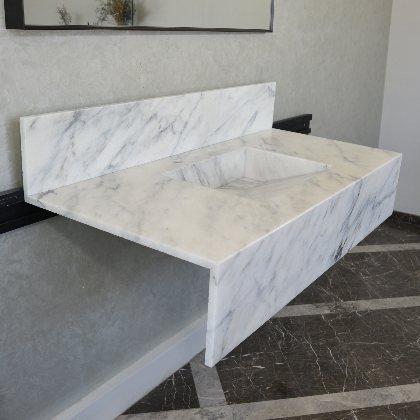 Calacatta Viola White Marble Handcrafted Sink - Sculptural Design