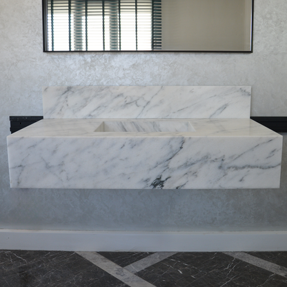 Calacatta Viola White Marble Handcrafted Sink - Sculptural Design