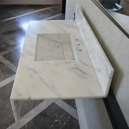 Calacatta Viola White Marble Handcrafted Sink - Sculptural Design