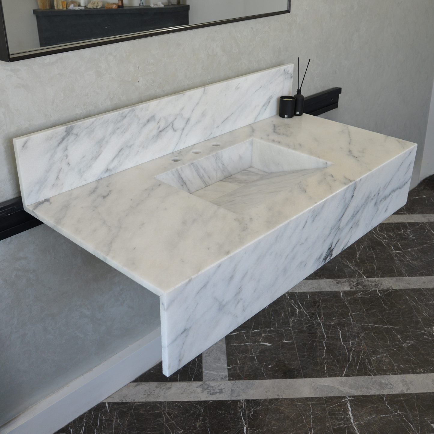 Calacatta Viola White Marble Handcrafted Sink - Sculptural Design