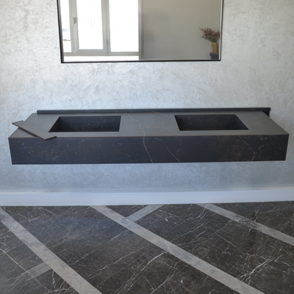 Engineered Porcelain Double Sink Dekton Kelya - Marble Handcrafted Contemporary Style