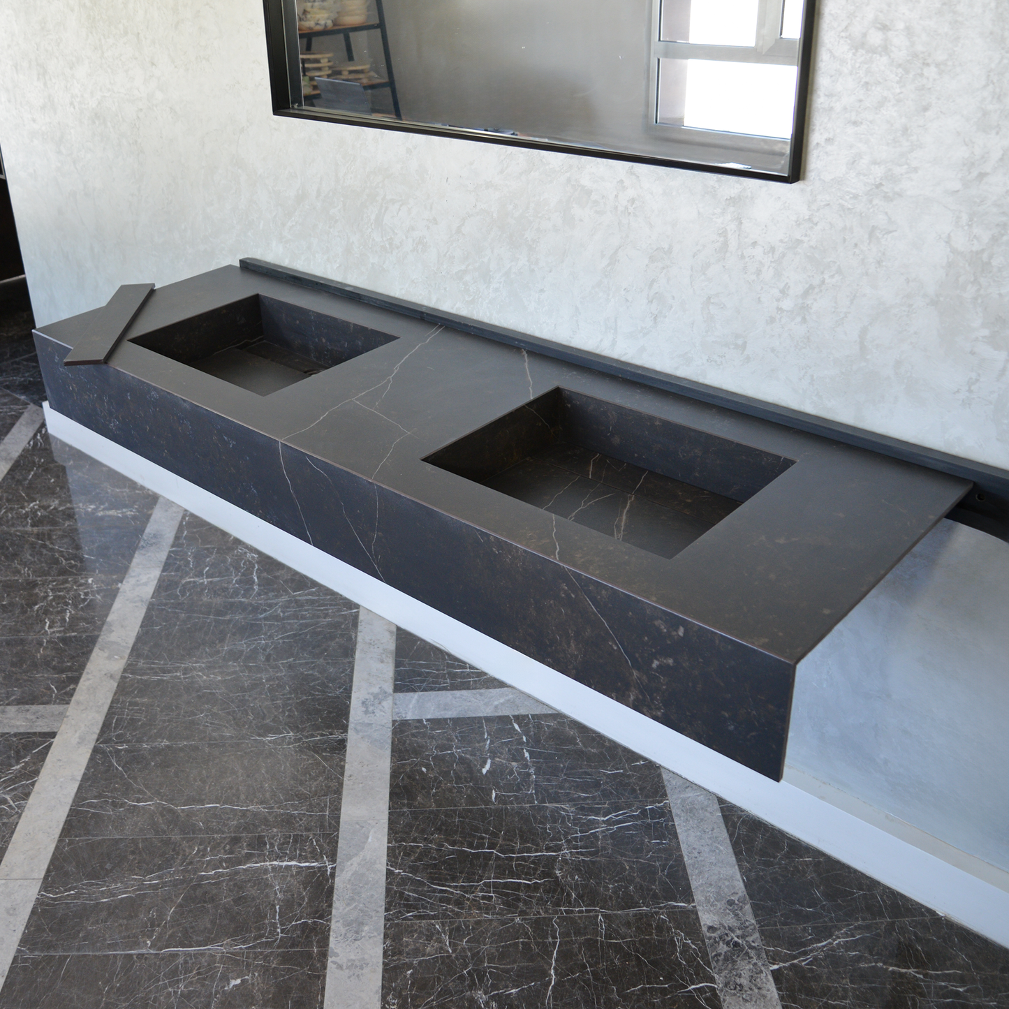 Engineered Porcelain Double Sink Dekton Kelya - Marble Handcrafted Contemporary Style