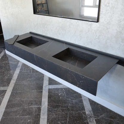 Engineered Porcelain Double Sink Dekton Kelya - Marble Handcrafted Contemporary Style